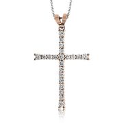 ZP766 Cross Pendant in 14k Gold with Diamonds