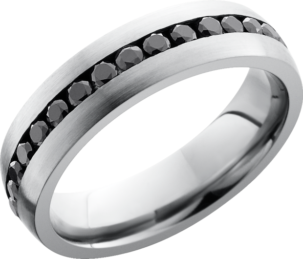 Cobalt chrome 6mm domed band with Channel-set black diamonds
