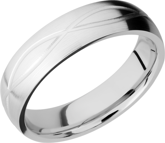 Cobalt chrome 6mm domed band with laser-carved infinity pattern