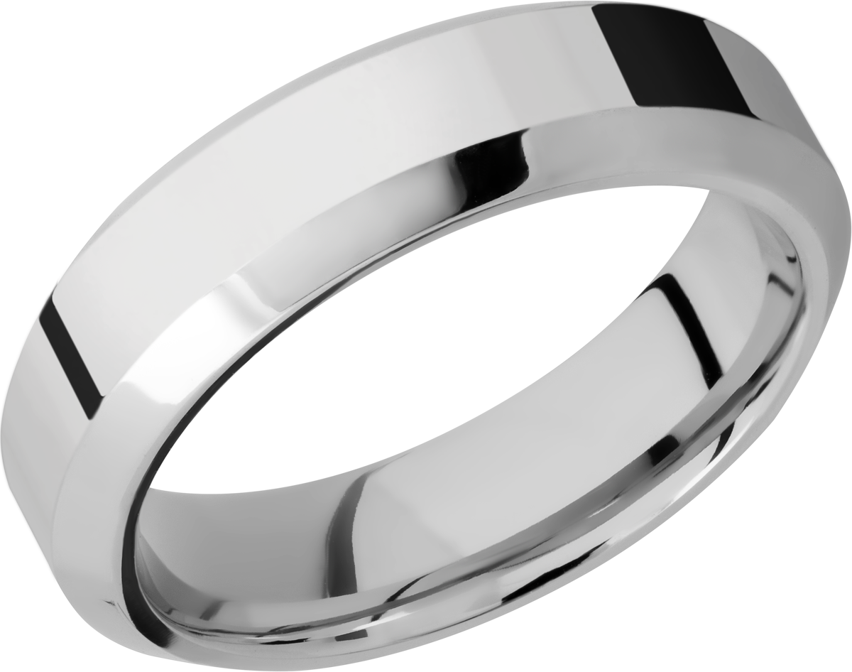 cobalt chrome 6mm domed band with rounded edges, milgrain, and 1mm 14kr