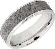Cobalt chrome 7mm beveled band with an inlay of authentic Gibeon Meteorite