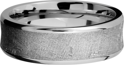 Cobalt chrome 7mm concave beveled band with an inlay of authentic Gibeon Meteorite