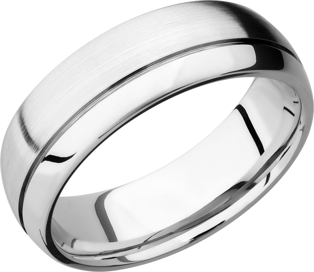 Cobalt chrome 7mm domed band with 1, .5mm off-center groove