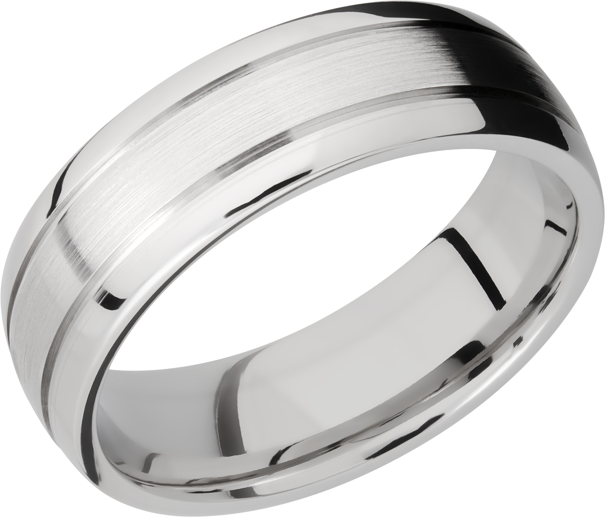 cobalt chrome 7mm domed band with 2, .5mm grooves