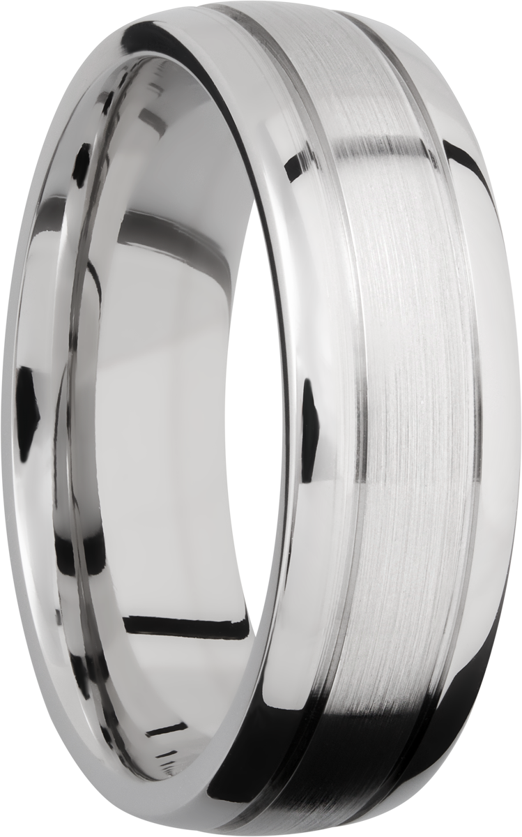 cobalt chrome 7mm domed band with 2, .5mm grooves