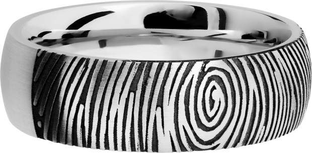 Cobalt chrome 7mm domed band with laser-carved fingerprint