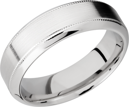 Cobalt chrome 7mm beveled band with reverse milgrain detail