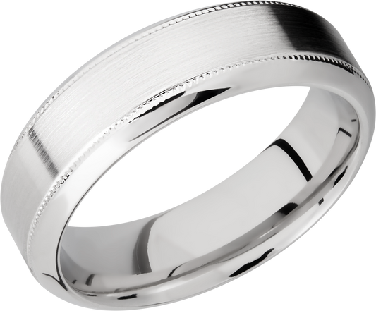 Cobalt chrome 7mm beveled band with reverse milgrain detail