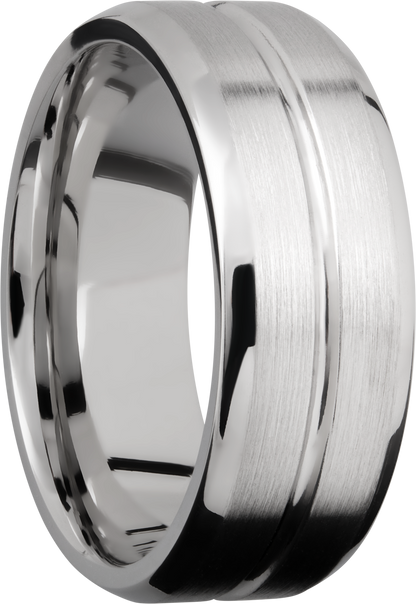 Cobalt chrome 8mm beveled band with a 1mm groove