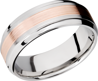 Cobalt chrome 8mm with an inlay of 14k rose gold