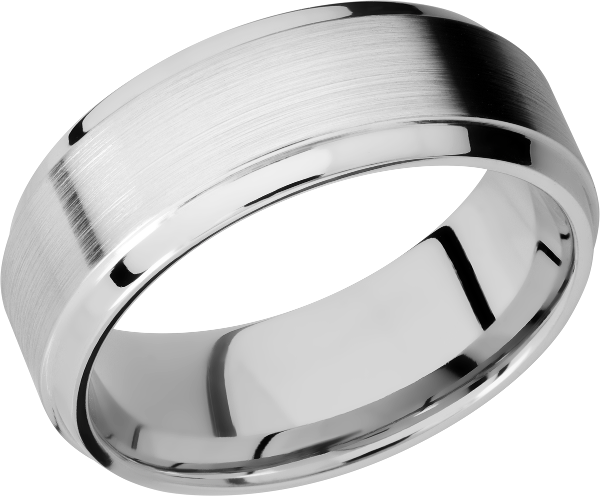 cobalt chrome 8mm beveled band with a stepped edge