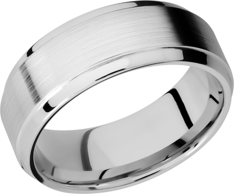 Cobalt Chrome 8mm beveled band with a stepped edge