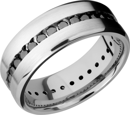 Cobalt chrome 8mm beveled band with .04ct channel-set eternity black diamonds