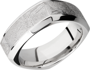 Cobalt chrome 8mm square beveled band with an inlay of authentic Gibeon Meteorite