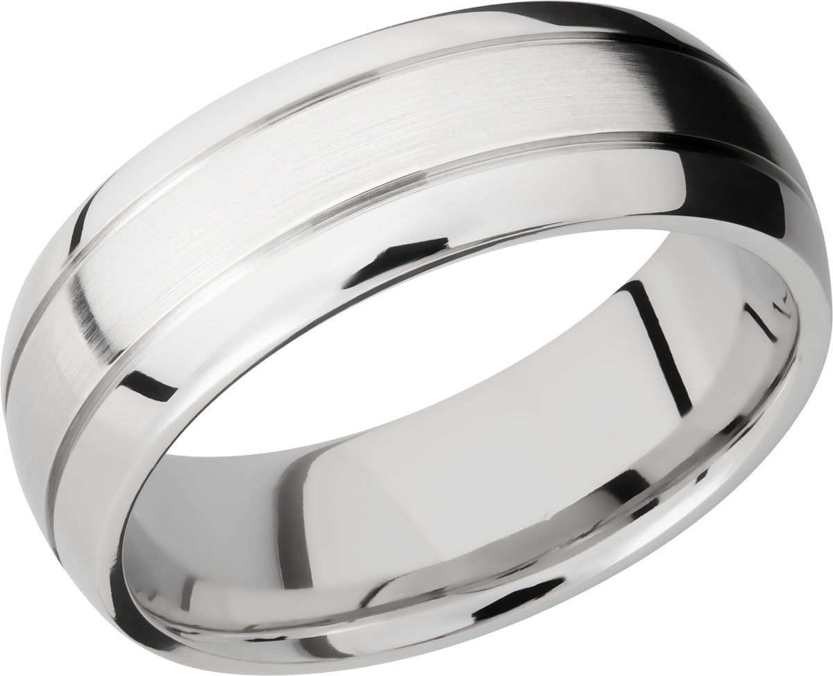 cobalt chrome 8mm domed band with 2, .5mm grooves