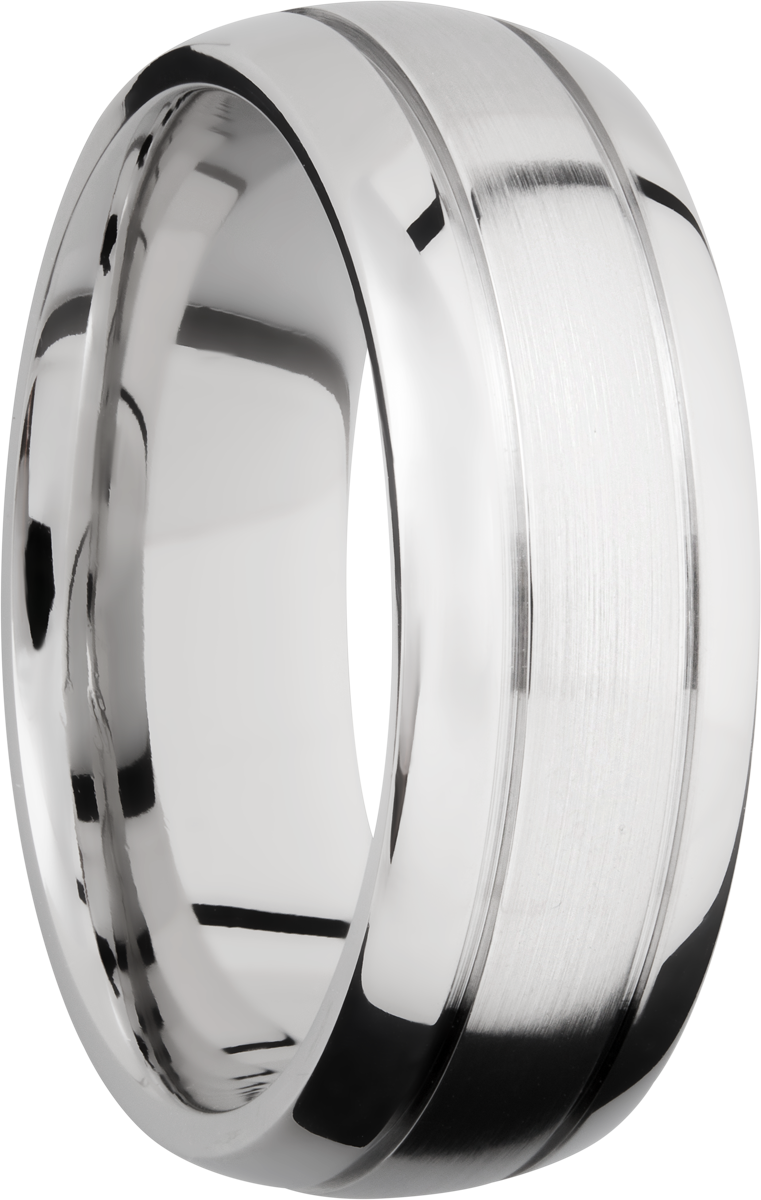 cobalt chrome 8mm domed band with 2, .5mm grooves