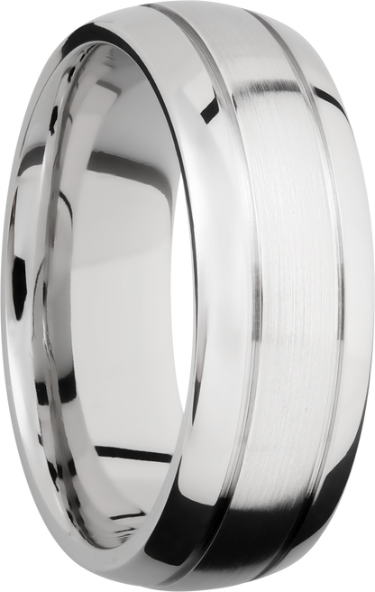 Cobalt chrome 8mm domed band with 2, .5mm grooves