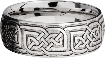 Cobalt chrome 8mm domed band with laser-carved celtic pattern