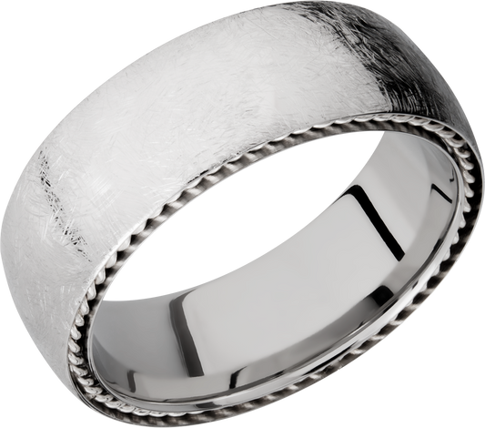 Cobalt chrome 8mm domed band with sterling silver sidebraid