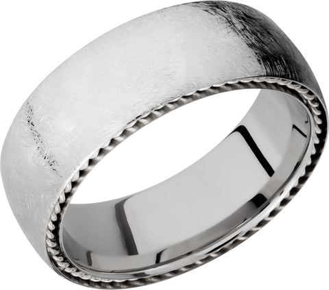 Cobalt chrome 8mm domed band with sterling silver sidebraid