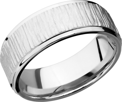 Cobalt chrome 8mm flat band with grooved edges