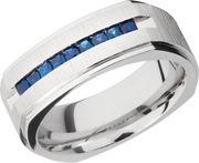 Cobalt chrome 8mm flat square band with grooved edges and
