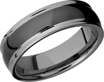 Tungsten and Ceramic 7mm domed band with rounded edges