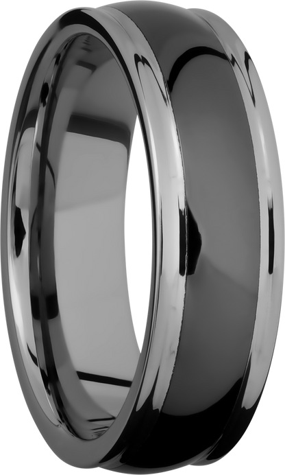 Tungsten and Ceramic 7mm domed band with rounded edges