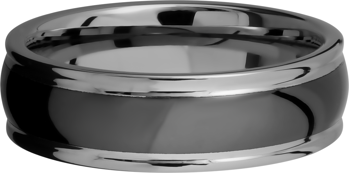 tungsten and ceramic 7mm domed band with rounded edges