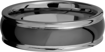 Tungsten and Ceramic 7mm domed band with rounded edges