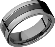 Tungsten and Ceramic 8mm flat band with grooves