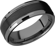 Tungsten Ceramic 8mm flat band with beveled edges