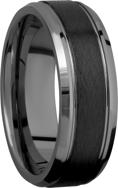 Tungsten Ceramic 8mm flat band with beveled edges