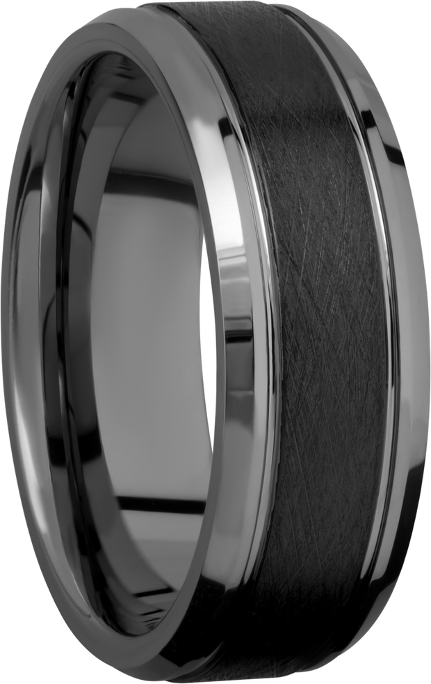 Tungsten Ceramic 8mm flat band with beveled edges