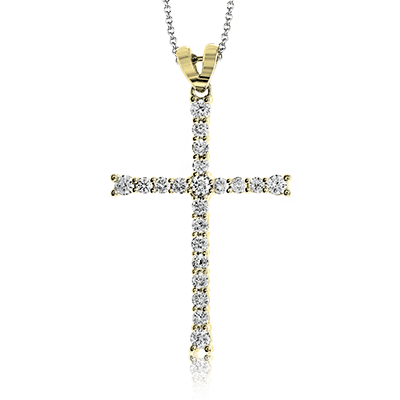 ZP766 Cross Pendant in 14k Gold with Diamonds