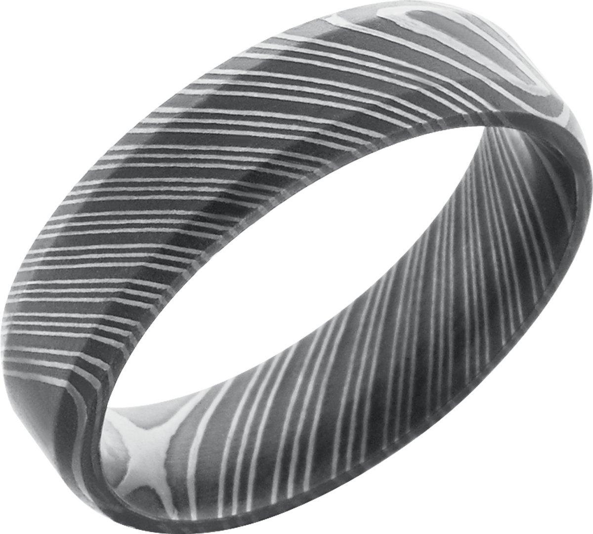 handmade 6mm damascus steel beveled band