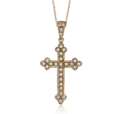 ZP102 Cross Pendant in 14k Gold with Diamonds