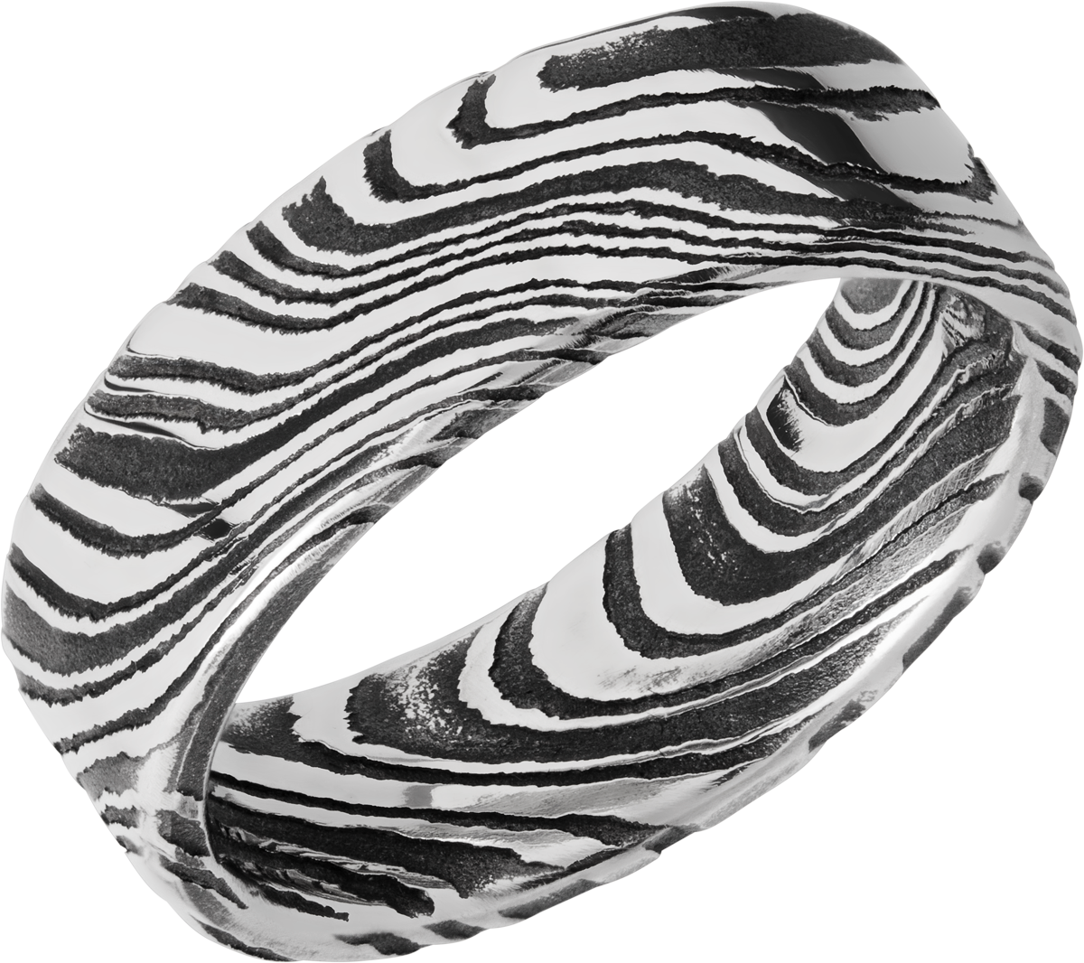 handmade 7mm marble damascus steel flat band