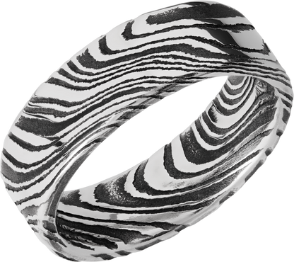 Handmade 7mm marble Damascus steel flat band