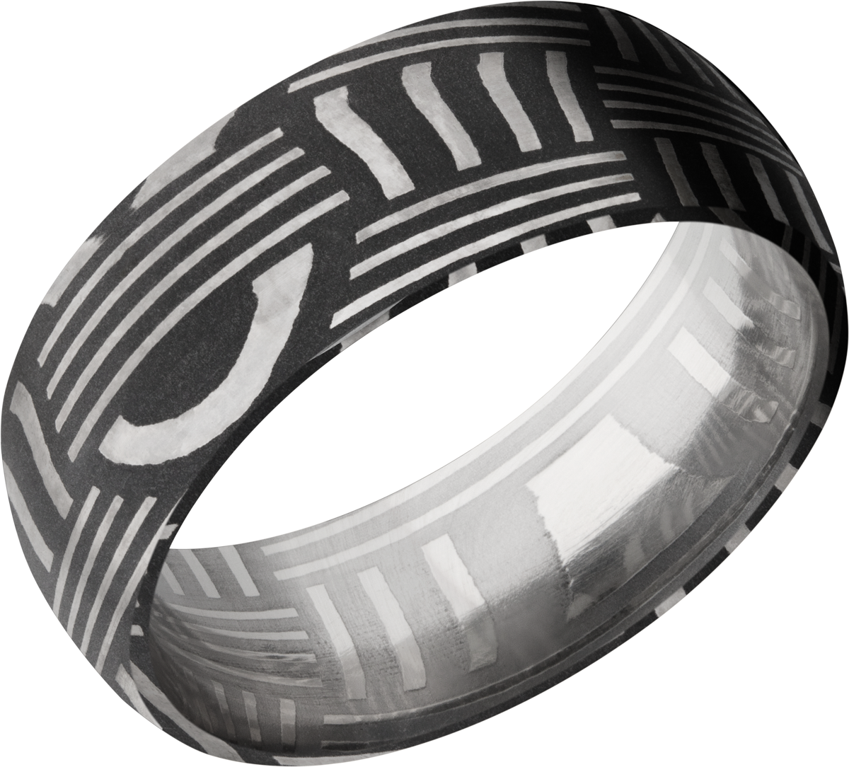 handmade 8mm basketweave damascus steel domed band