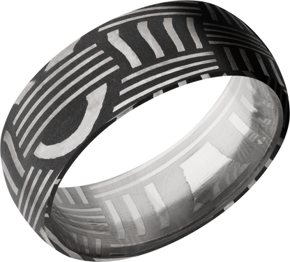 Handmade 8mm basketweave Damascus steel domed band