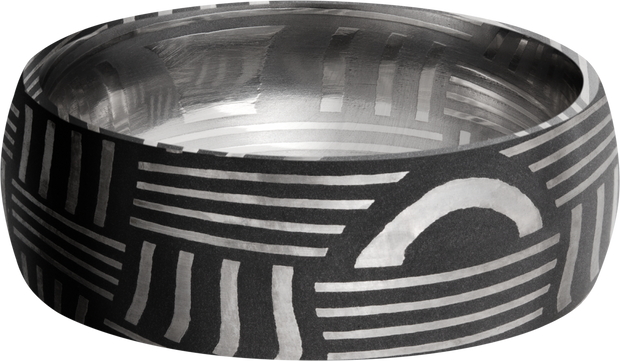 Handmade 8mm basketweave Damascus steel domed band