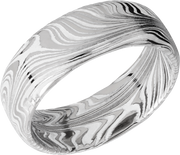 Marble Damascus steel 8mm domed band with White Cerakote in the recessed pattern
