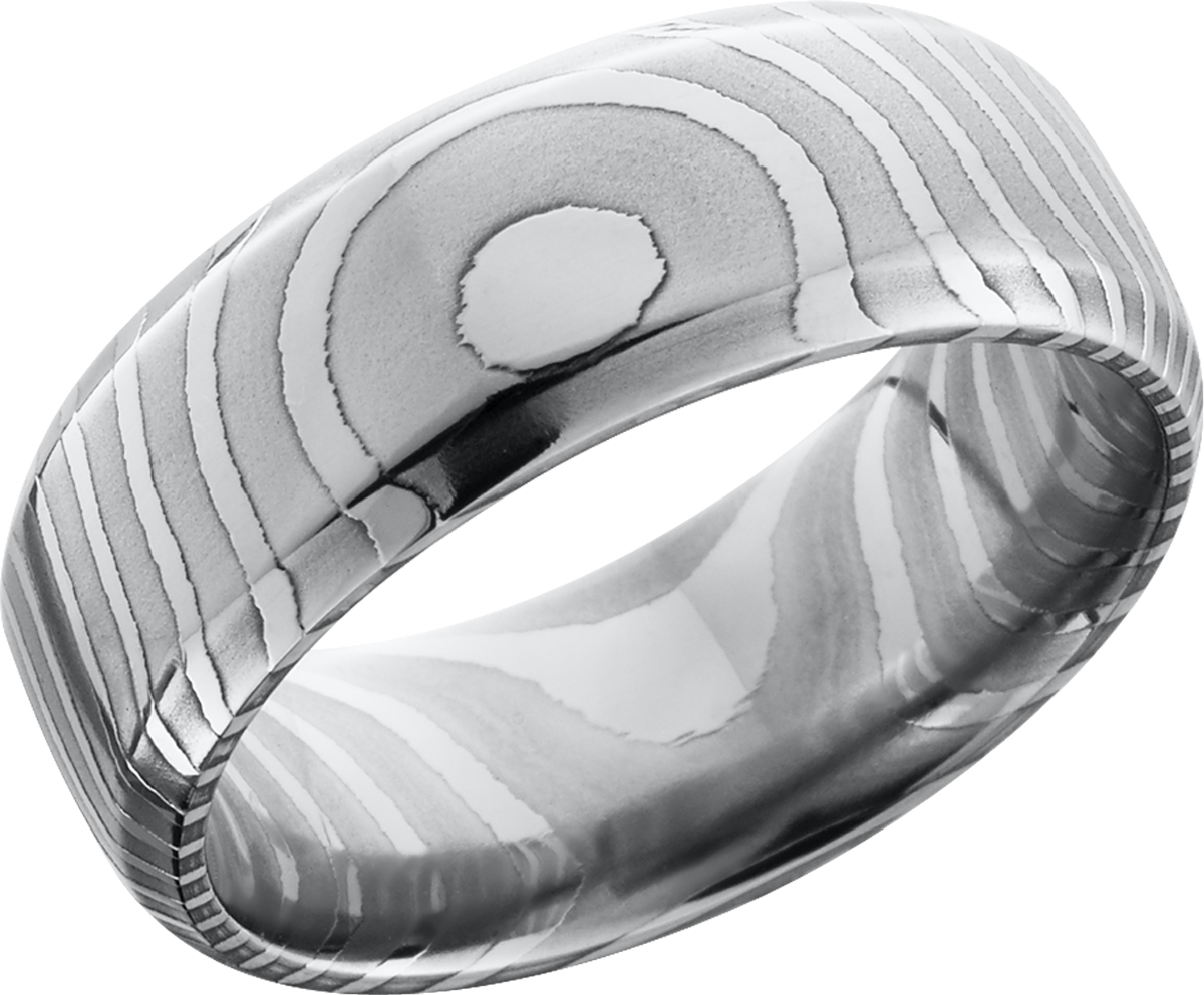 handmade 8mm tiger damascus steel domed band