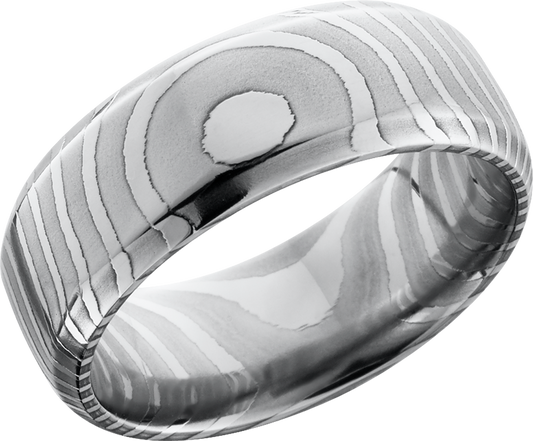 Handmade 8mm tiger Damascus steel domed band