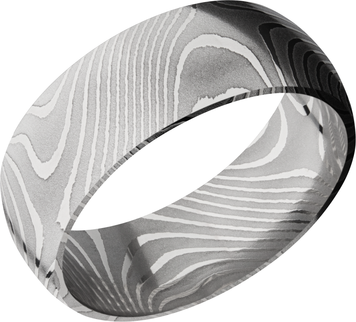 handmade 8mm flattwist damascus steel domed band