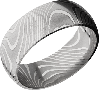 Handmade 8mm flattwist Damascus steel domed band