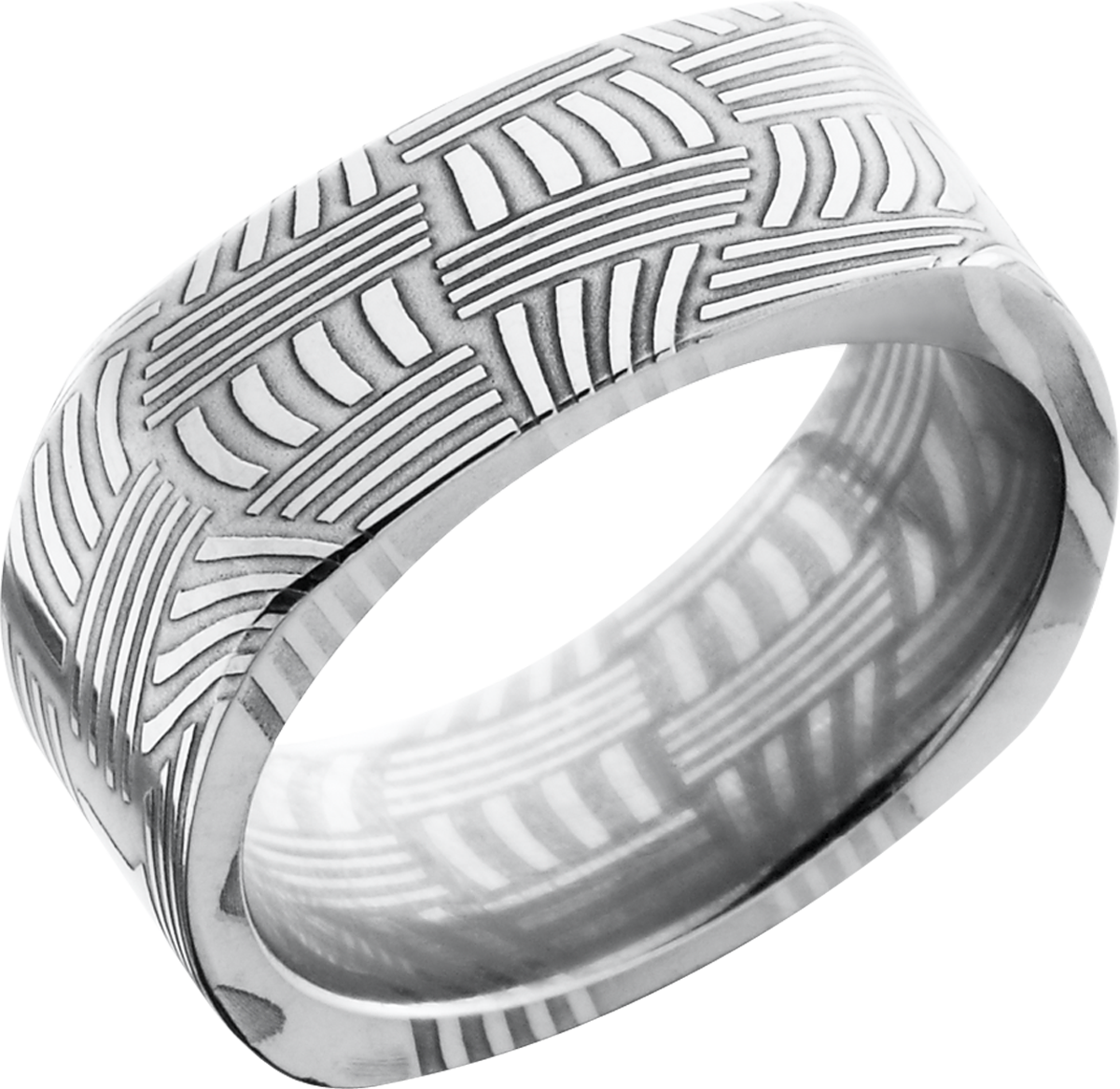 handmade 8mm basket damascus steel flat square band