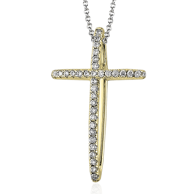 ZP408 Cross Pendant in 14k Gold with Diamonds