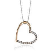 ZP199 Heart Pendant in 14k Gold with Diamonds